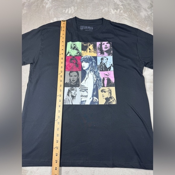 NWOT TS Taylor Swift The Eras Tour US Tour Dates Black 100% Cotton T-shirt XL - Picture 4 of 9